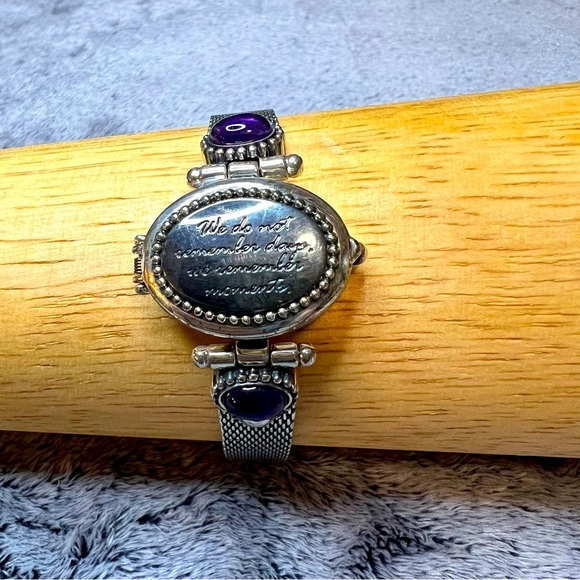 Ecclissi Sterling Silver Locket Watch with Amethyst Accents - Picture 1 of 13